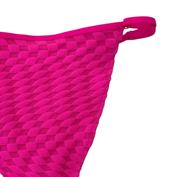Good American Hot Pink Textured Jacquard Bikini Bottom Size XL High-Cut Adjustab - Picture 7 of 7